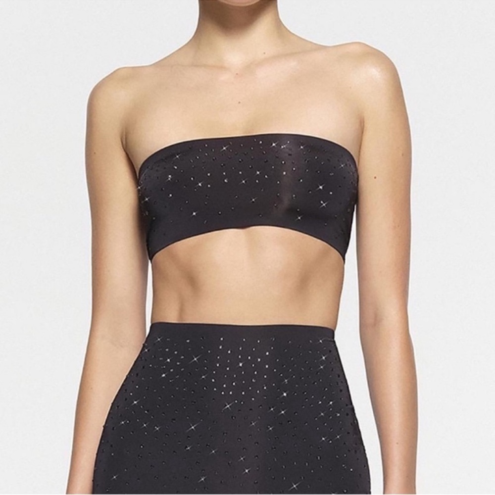 SKIMS X SWAROVSKI JELLY SHEER BANDEAU ONYX LARGE